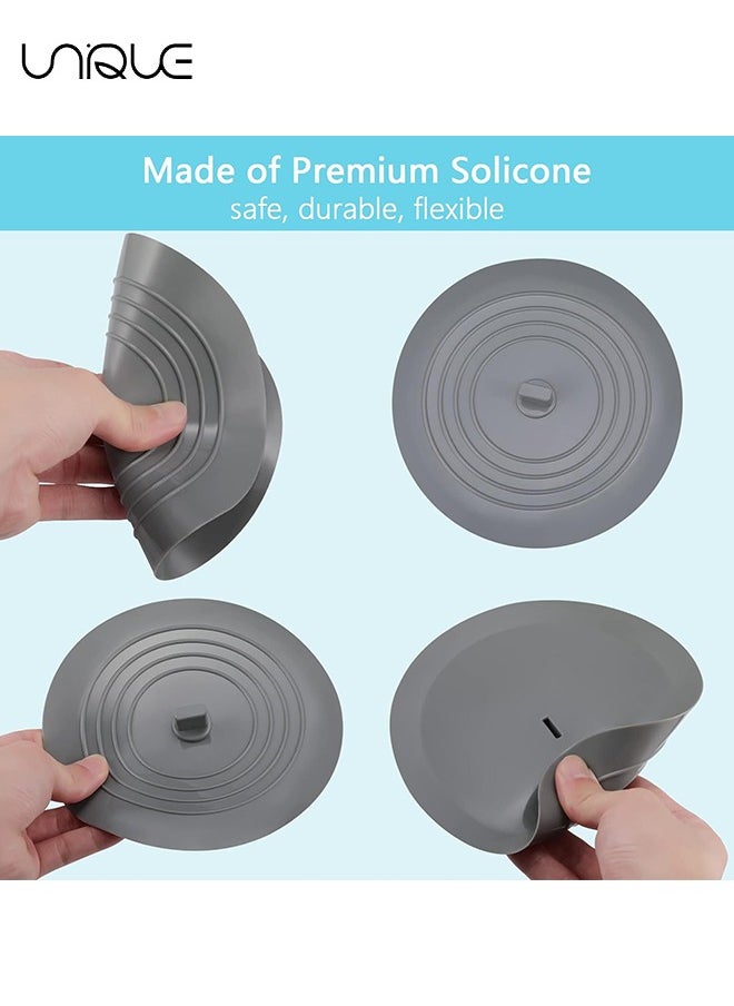 Unique 2 Pcs Bathtub Drain Cover - Silicone Bathtub Stoppers - 6 Inches Universal Bath Tub Stopper Replacement - Drain Plug Hair Stopper with Strong Suction - for Bathroom Kitchen Laundry - White/Grey  - Image 4