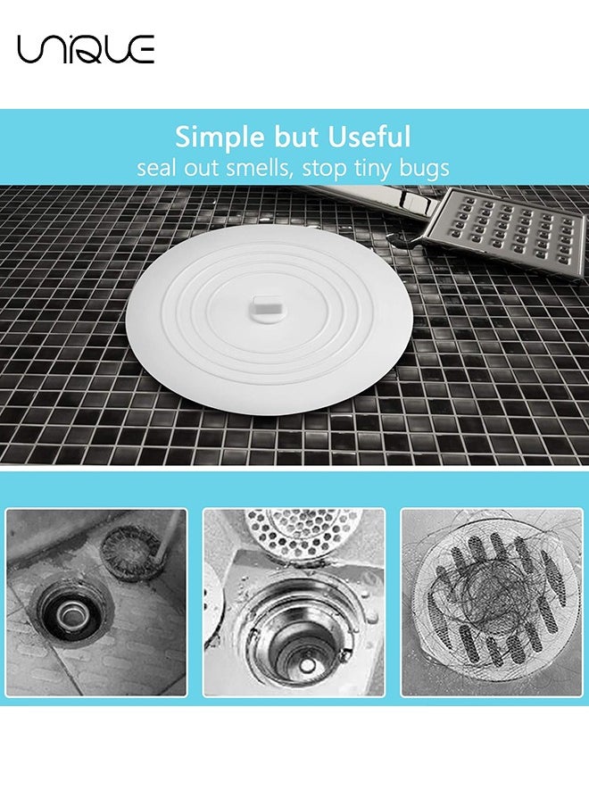 Unique 2 Pcs Bathtub Drain Cover - Silicone Bathtub Stoppers - 6 Inches Universal Bath Tub Stopper Replacement - Drain Plug Hair Stopper with Strong Suction - for Bathroom Kitchen Laundry - White/Grey  - Image 5