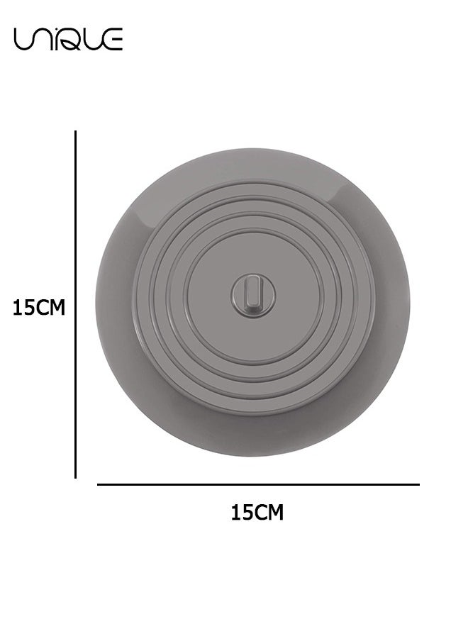 Unique 2 Pcs Bathtub Drain Cover - Silicone Bathtub Stoppers - 6 Inches Universal Bath Tub Stopper Replacement - Drain Plug Hair Stopper with Strong Suction - for Bathroom Kitchen Laundry - White/Grey  - Image 2