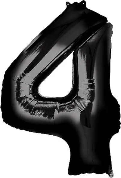 Partioutlet 4 Number Foil Balloon Black 100 cm