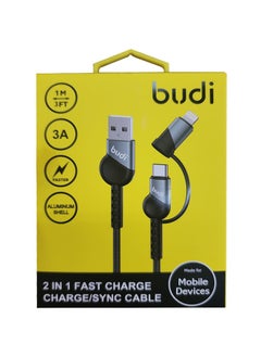 budi 2 In 1 Fast Charge /Sync Cable Type C / iphone 