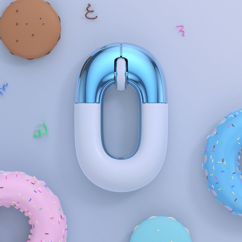 FOPATO Travel Mouse Dual Mode Wireless Charging Mouse,Macaron Color Scheme Sweet Donut Bluetooth Computer Mice,Silent and Lightweight,1200 DPI Optical Tracking,Compatible with PC,Mac,Laptopï¼ˆBlueï¼‰ - Image 3