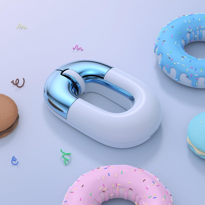 FOPATO Travel Mouse Dual Mode Wireless Charging Mouse,Macaron Color Scheme Sweet Donut Bluetooth Computer Mice,Silent and Lightweight,1200 DPI Optical Tracking,Compatible with PC,Mac,Laptopï¼ˆBlueï¼‰ - Image 4