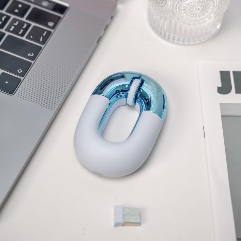 FOPATO Travel Mouse Dual Mode Wireless Charging Mouse,Macaron Color Scheme Sweet Donut Bluetooth Computer Mice,Silent and Lightweight,1200 DPI Optical Tracking,Compatible with PC,Mac,Laptopï¼ˆBlueï¼‰ - Image 5