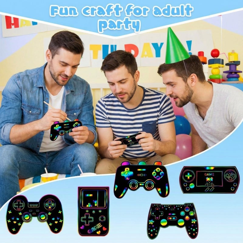 RoundFunny 60 Pieces Video Game Scratch Cards for Man Gamer Party Favors Scratch Crafts Paper Party Ornaments for Adult Birthday Goodie Bag DIY Activities - Image 5
