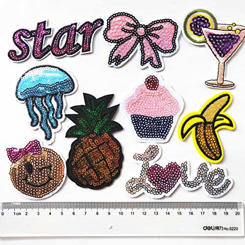 Mo Sheng Accessory 24pcs Sequins Patches Embroidery Mix Patterns Iron On/Sew On Applique for Clothes Backpacks T-Shirt Jeans Skirt Vests Scarf Hat Bag (Style 5) - Image 2