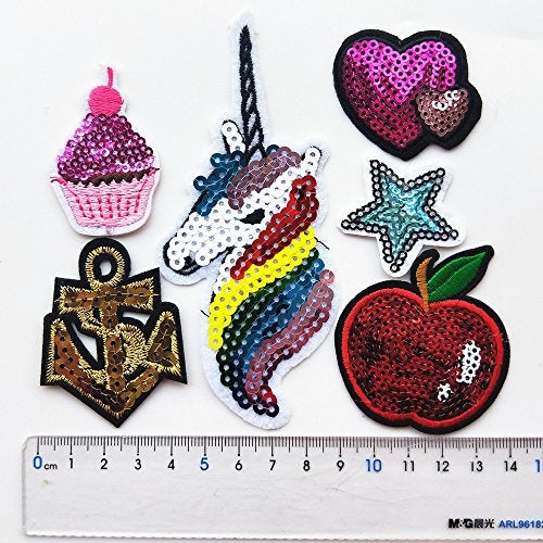 Mo Sheng Accessory 24pcs Sequins Patches Embroidery Mix Patterns Iron On/Sew On Applique for Clothes Backpacks T-Shirt Jeans Skirt Vests Scarf Hat Bag (Style 5) - Image 3