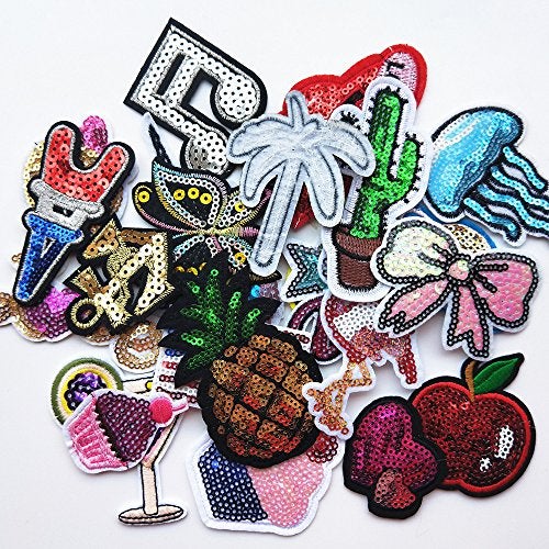 Mo Sheng Accessory 24pcs Sequins Patches Embroidery Mix Patterns Iron On/Sew On Applique for Clothes Backpacks T-Shirt Jeans Skirt Vests Scarf Hat Bag (Style 5) - Image 5