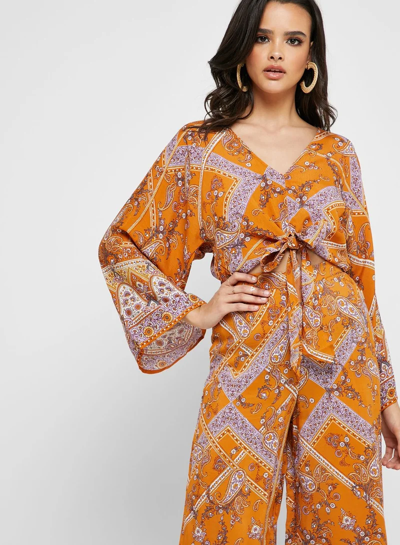 Miss Selfridge Paisley Border Print Kimono Top