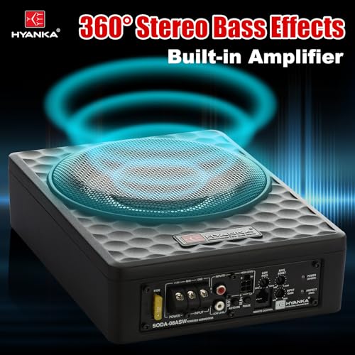 H YANKA SODA-08ASW 400W 8 Inch Compact Underseat Car Subwoofer with Built-in Amp, Slim Powered Subwoofer for Car/Truck/Jeep Audio - Image 3