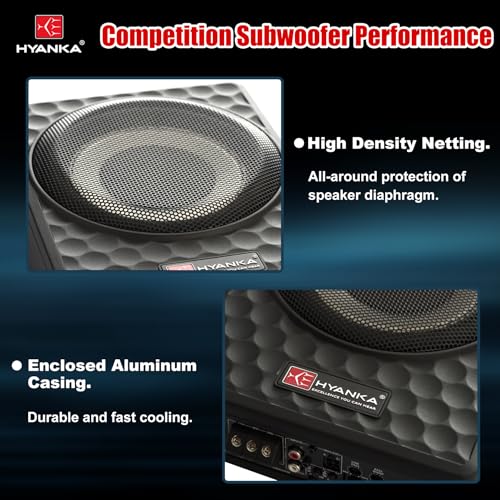 H YANKA SODA-08ASW 400W 8 Inch Compact Underseat Car Subwoofer with Built-in Amp, Slim Powered Subwoofer for Car/Truck/Jeep Audio - Image 4