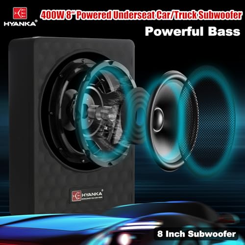 H YANKA SODA-08ASW 400W 8 Inch Compact Underseat Car Subwoofer with Built-in Amp, Slim Powered Subwoofer for Car/Truck/Jeep Audio - Image 2