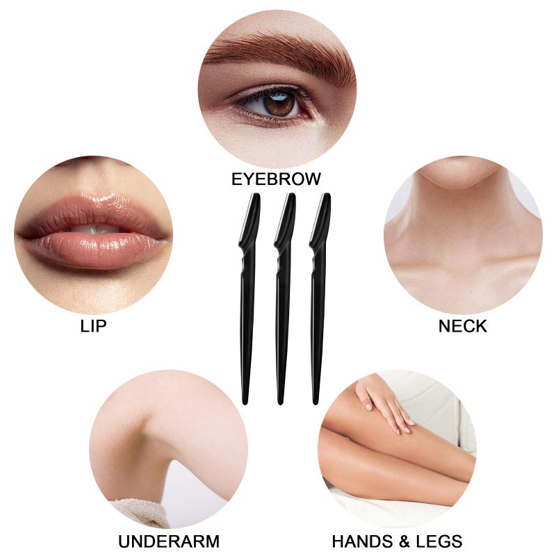 HFATMOS 21 Pcs Eyebrow Razors, Face Razors Multipurpose, Exfoliating Dermaplaning Tools, Eyebrow Trimmers Shaver with Protective Cover, Facial Hair Removal for Women Men Body Use (Black) - Image 2