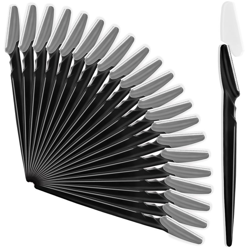 HFATMOS 21 Pcs Eyebrow Razors, Face Razors Multipurpose, Exfoliating Dermaplaning Tools, Eyebrow Trimmers Shaver with Protective Cover, Facial Hair Removal for Women Men Body Use (Black) - Image 1