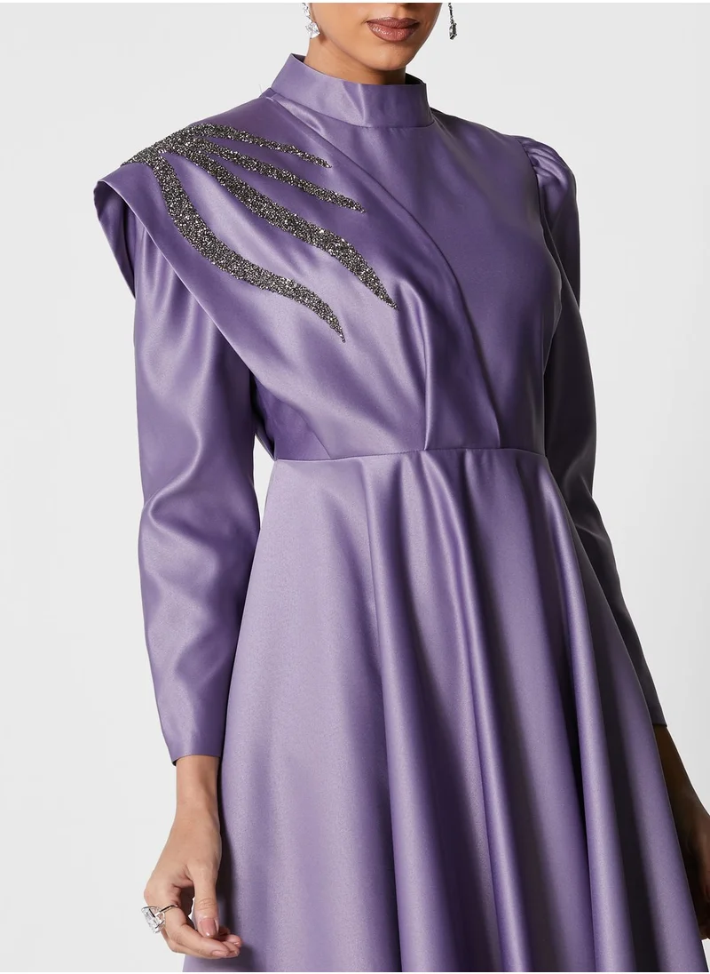 Khizana Drape Detail Fit & Flare Dress
