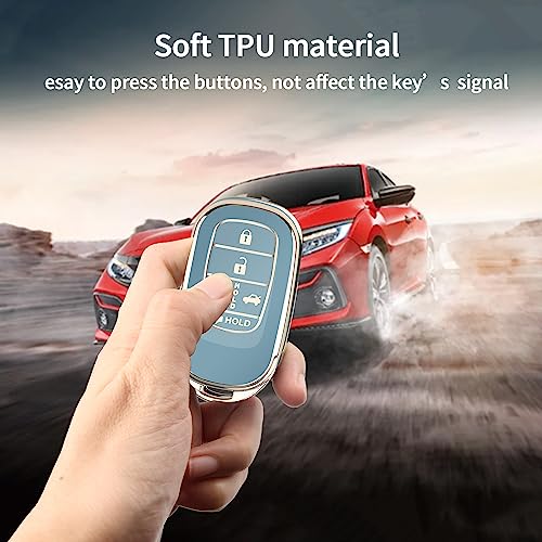 QBUC for Honda Key Fob Cover, Soft TPU Car Key Case Protector with Leather Keychain Compatible with Honda Accord Civic HR-V CR-V Pilot Odyssey Smart Remote Key - Image 5