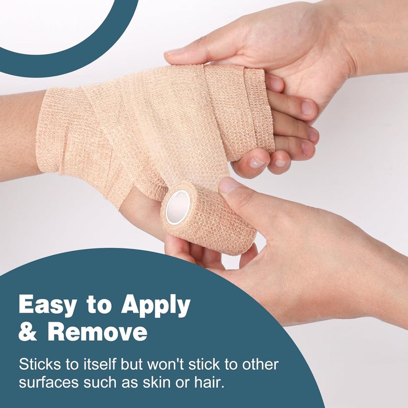 AZEN 8 عبوة لاصق ضمادة ذاتية 2 × 5 ياردات ضمادة مرنة لاصقة بلون الجلد شريط رياضي شريط بيطري شريط كاحل شريط قبضة وشم - Image 4