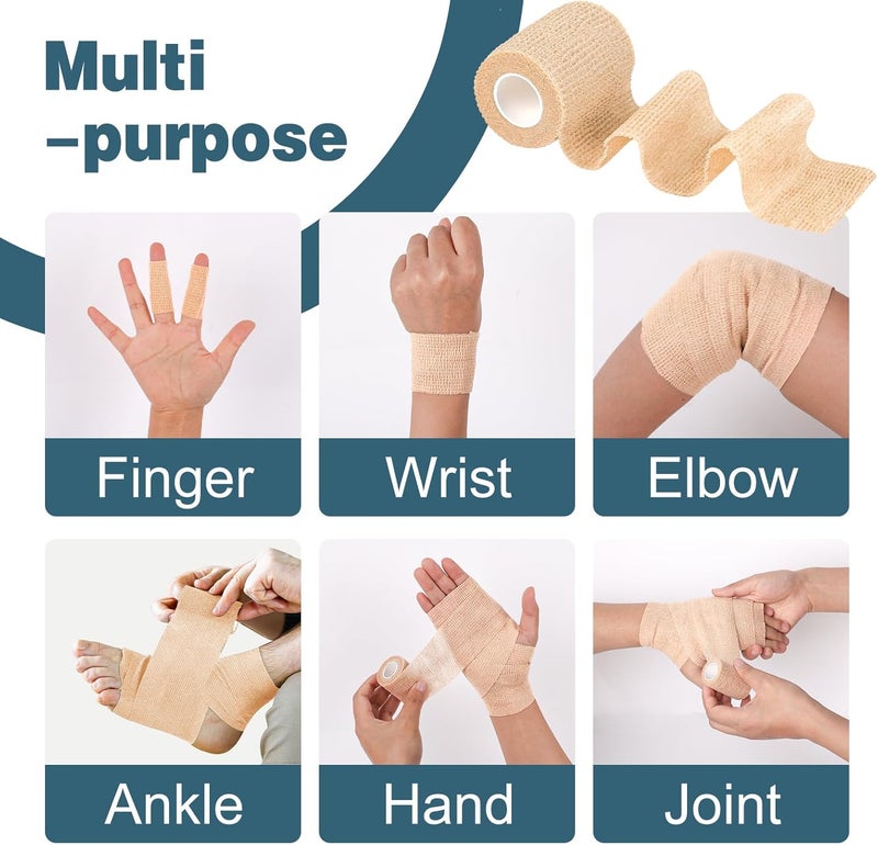 AZEN 8 عبوة لاصق ضمادة ذاتية 2 × 5 ياردات ضمادة مرنة لاصقة بلون الجلد شريط رياضي شريط بيطري شريط كاحل شريط قبضة وشم - Image 3