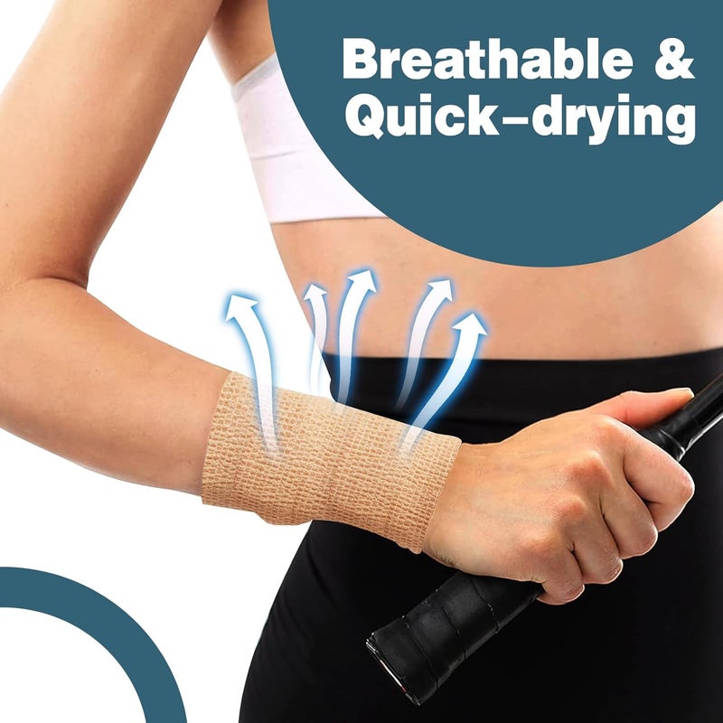 AZEN 8 عبوة لاصق ضمادة ذاتية 2 × 5 ياردات ضمادة مرنة لاصقة بلون الجلد شريط رياضي شريط بيطري شريط كاحل شريط قبضة وشم - Image 5