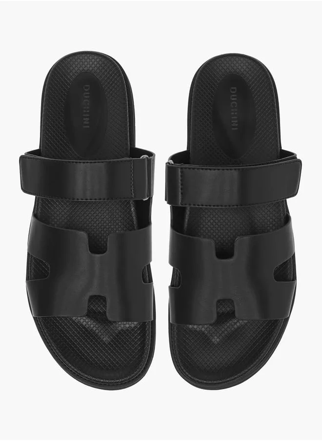 DUCHINI Men's Cutout Detail Slip-On Comfort Sandals