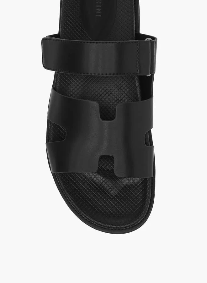DUCHINI Men's Cutout Detail Slip-On Comfort Sandals