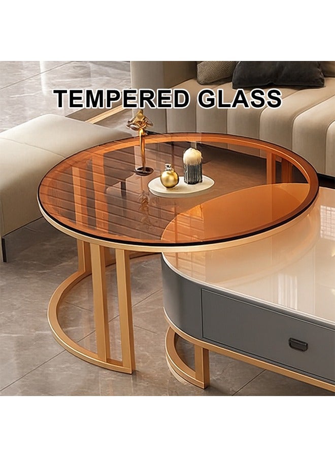 keke Modern Coffee Table Sofa Side Table End Table Snack Table Fashion Design for Living Room Bedroom Office 100CM White+Gold+Grey - Image 4