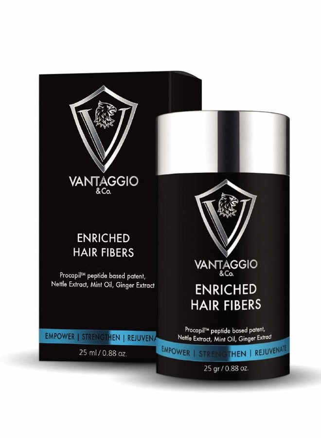 Vantaggio & Co. Vantaggio Enriched Hair Fibers for Thinning Hair - 25 gr./ 0.88 oz. Natural Spray-On Hair Thickener Fibers for Men with PROCAPIL for Growth Stimulus - Matches Your Natural Hair Color (Brown) - Image 1