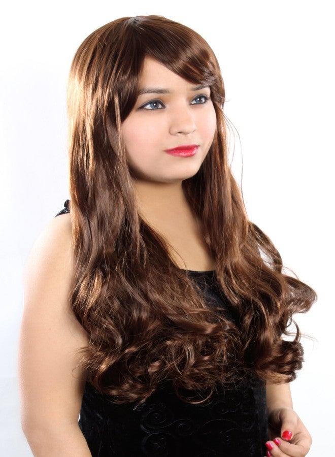 Ritzkart Women Fashion Wavy Long Curly Synthetic Dark Brown Hair Wig 8836, Black, - Image 2