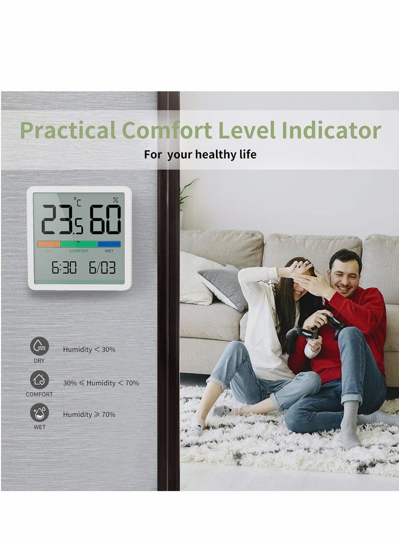 Smart Digital Indoor Thermometer & Hygrometer with 3.3" LCD Display, Time/Date Function, Magnetic & Desktop Stand - Precision Home Climate Control Monitor - Image 3