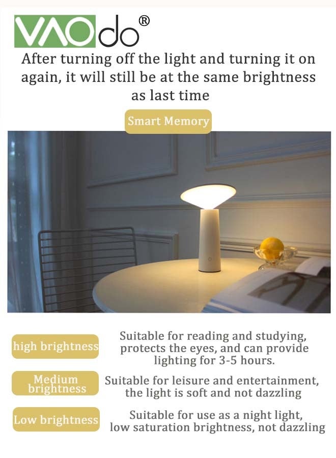 VAOdo LED Night Light Wireless Dimming Touch Control Switch 40° Adjustable USB Rechargeable Eye Protection Soft Light Table Lamp for Bedroom office Bar Hotel - Image 5