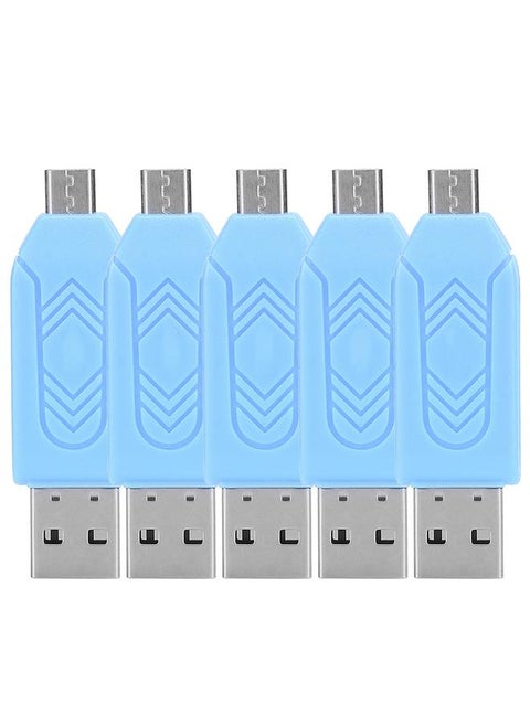 5PCS Mobile Phone Computer Dual Use OTG Card Reader Support SD/TF Multi-function Card Reader USB 2.0 Micro USB Card Reader for Micro SD Card TF Card Adapter Plug Play Color Dial Blue for Xiaomi Andriod Laptop
