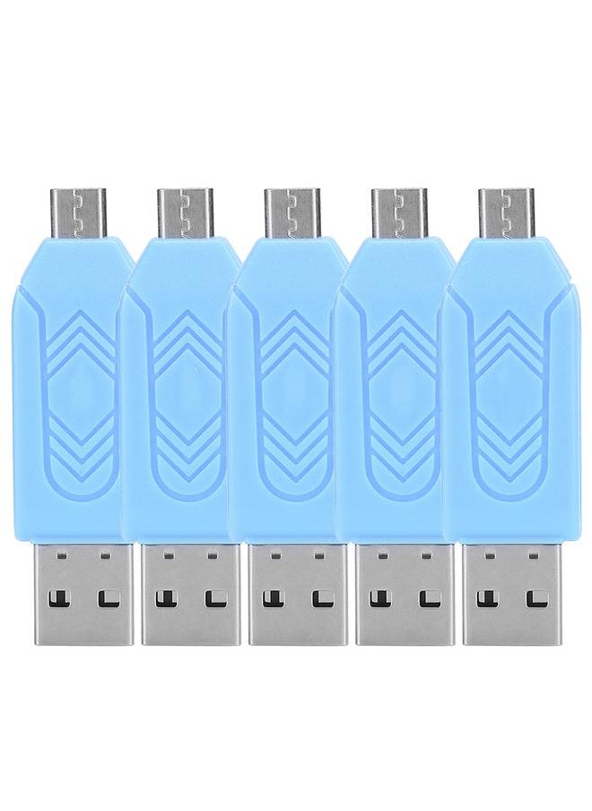 Thoraya 5PCS Mobile Phone Computer Dual Use OTG Card Reader Support SD/TF Multi-function Card Reader USB 2.0 Micro USB Card Reader for Micro SD Card TF Card Adapter Plug Play Color Dial Blue for Xiaomi Andriod Laptop  - Image 1