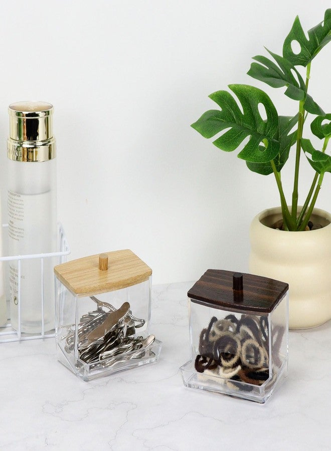 MultiBey Mulitbey 2-Pack Acrylic Paper Clip Holder with Bamboo Lid - Thick Acrylic Self-Dispensing Desk Organizer Square Paper clip dispenser Cute Qtip Holder for Office, Vanity Bathroom (Clips Not Included) - Image 5