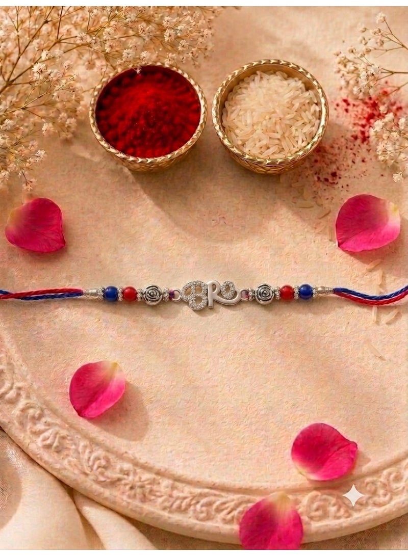 Kannan Jewels Kannan Premium Handcrafted 925 Silver Bro Design Rakhi- 41 cm - Image 1