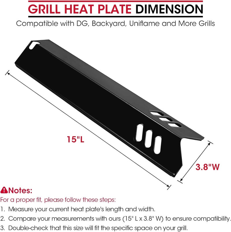 Unicook Grill Burner Covers 15”L x 3.8”W, Compatible with Dyna-Glo DGF510SSP, DGF493BNP, Heavy Duty Grill Heat Plates, Porcelain Heat Shields, BBQ Replacement Parts,5 Pack - Image 2