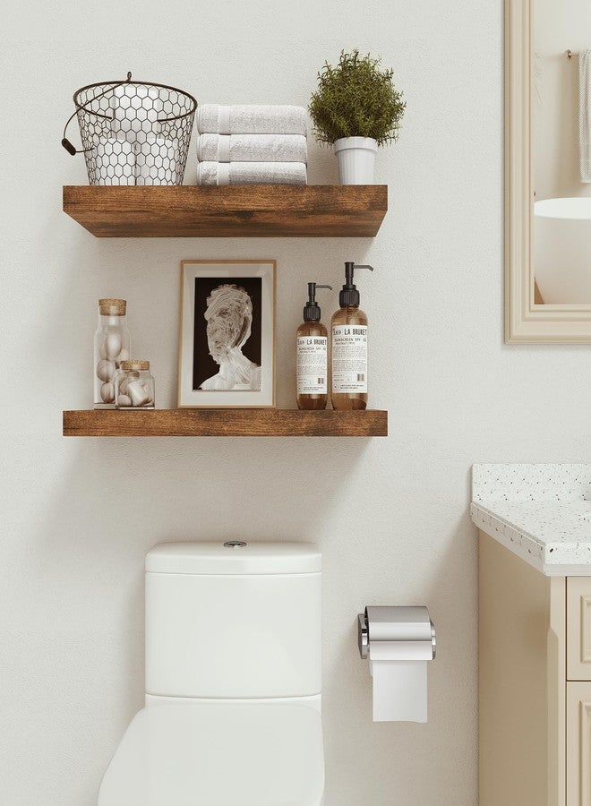 Vivelove Deeper & Thicker Floating Shelves for Wall, Bathroom Shelves 24 inches Long Floating Shelf for Wall Set of 2, Over Toilet Wall Mounted Farmhouse, Rustic Brown - Image 4