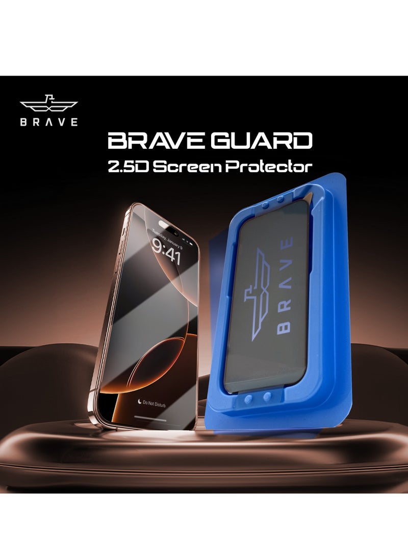 Brave iPhone 16 Pro Max 6.9 inch - 9H+ Military Grade Tempered Glass Screen Protector, Edge-to-Edge Full Coverage, Scratch and Shock Resistant, Shatter Resistant, Anti-Fingerprint and Oil-Resistant Coating, Ultra HD Clarity, Fast and Sensitive Touch Response, Easy Bubble-Free Installation, Case Compatible Design, Includes Alignment Frame for Perfect Fit - Clear - Image 2