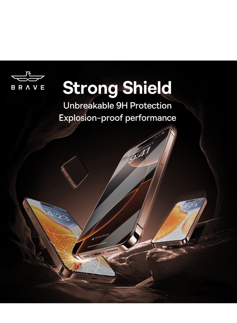 Brave iPhone 16 Pro Max 6.9 inch - 9H+ Military Grade Tempered Glass Screen Protector, Edge-to-Edge Full Coverage, Scratch and Shock Resistant, Shatter Resistant, Anti-Fingerprint and Oil-Resistant Coating, Ultra HD Clarity, Fast and Sensitive Touch Response, Easy Bubble-Free Installation, Case Compatible Design, Includes Alignment Frame for Perfect Fit - Clear - Image 4