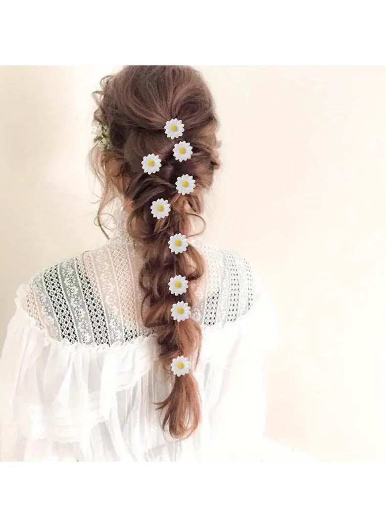 Goolsky 10 قطع مشابك شعر زهرية رقيقة - إكسسوارات شعر صغيرة لمحاكاة الزهور للنساء - مشابك شعر مصغرة بأسلوب هاواي الصيفي بألوان زاهية وتصميم متين - Image 2