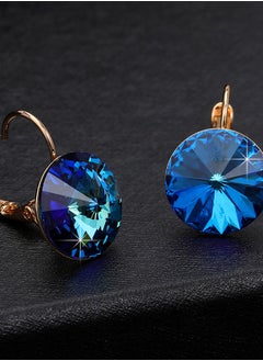EVEVIC Round Austrian Crystal Drop Lever Back Earrings for Women 14 K Gold Plated Hypoallergenic  - Image 4