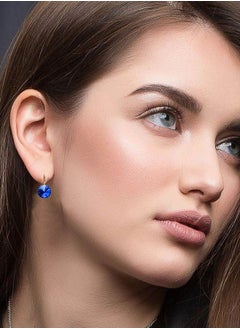 EVEVIC Round Austrian Crystal Drop Lever Back Earrings for Women 14 K Gold Plated Hypoallergenic  - Image 5