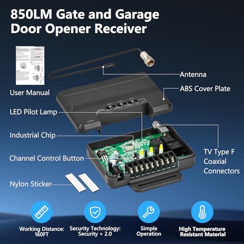 Aooashet for Liftmaster 850LM Gate and Garage Door Opener Receiver Compatible with Most Gate and Commercial Door Operators 3 Channel Designed for Both Gated Communities and Commercial Buildings - Image 3