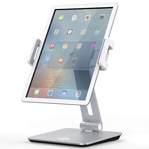 KABCON Tablet Stand Holder, Tightness Adjustable Multi-Angle Foldable Eye-Level Aluminum Solid Tablets Stands Dock for 4''-14''Tablets/Phone, iPad Series,Samsung Galaxy Tabs,Kindle Fire,Etc. - Image 1