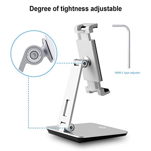 KABCON Tablet Stand Holder, Tightness Adjustable Multi-Angle Foldable Eye-Level Aluminum Solid Tablets Stands Dock for 4''-14''Tablets/Phone, iPad Series,Samsung Galaxy Tabs,Kindle Fire,Etc. - Image 3