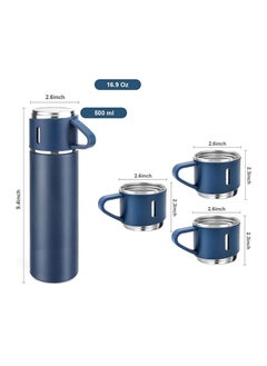 TIGER 500ml Stainless Steel Vacuum Thermos Flask with Silicone Handle – Insulated Water Bottle Set with 2 Stainless Steel Cups for Hot & Cold Drinks – Ideal for Outdoor Travel, Camping. Hiking | Gift Box Set (2 PACK) – Blue  - Image 3