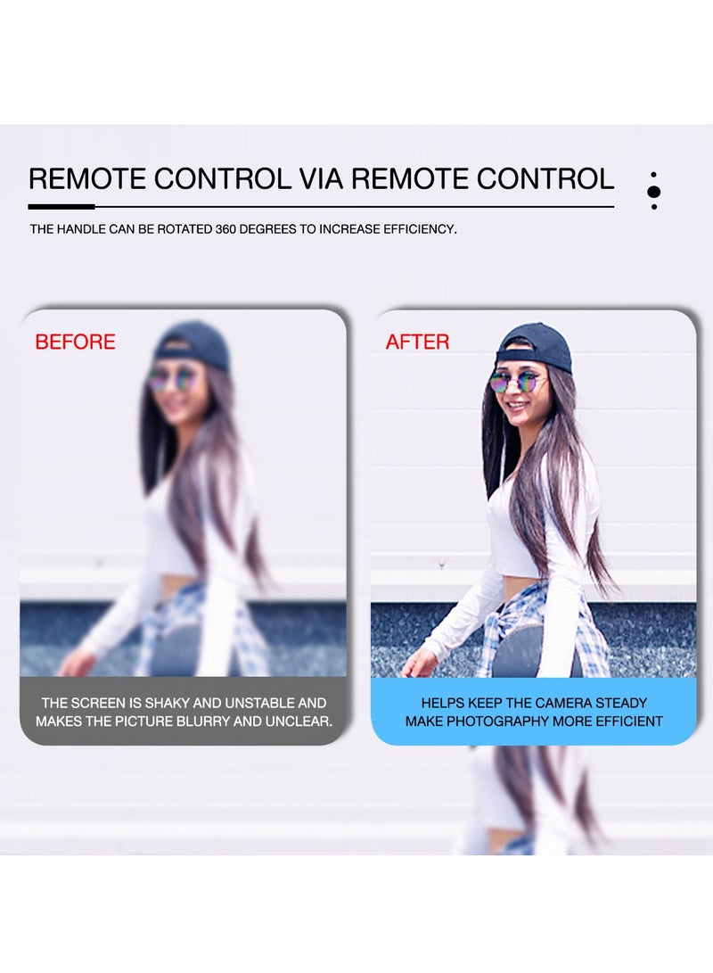 عصا سيلفي ثلاثية القوائم من الفولاذ المقاوم للصدأ، متينة وقابلة للسحب، جهاز تحكم عن بعد لاسلكي بتقنية البلوتوث مع ضوء واحد، 1.8 متر - Image 3