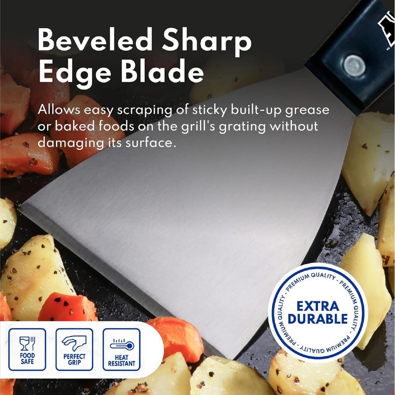 Wulf Wulf Heavy Duty Premium Stainless Steel Plain Scrapper with Wooden Handle for Mixing Cutting Bakery uses Ice Cream Cake Chocolate Dough Art Decoration Construction use as Well 3 INCH - Image 3