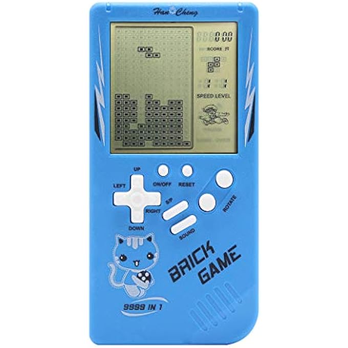 RETRO BIG SCREEN BRICK GAME CONSOLE 9999 IN 1 TANK/RACING/SHOOTING CASUAL PUZZLE GAME ADJUSTABLE DIFFICULTY AND SPEED SMALL AND EASY TO CARRY BEST GIFTS (BLUE) - Image 1