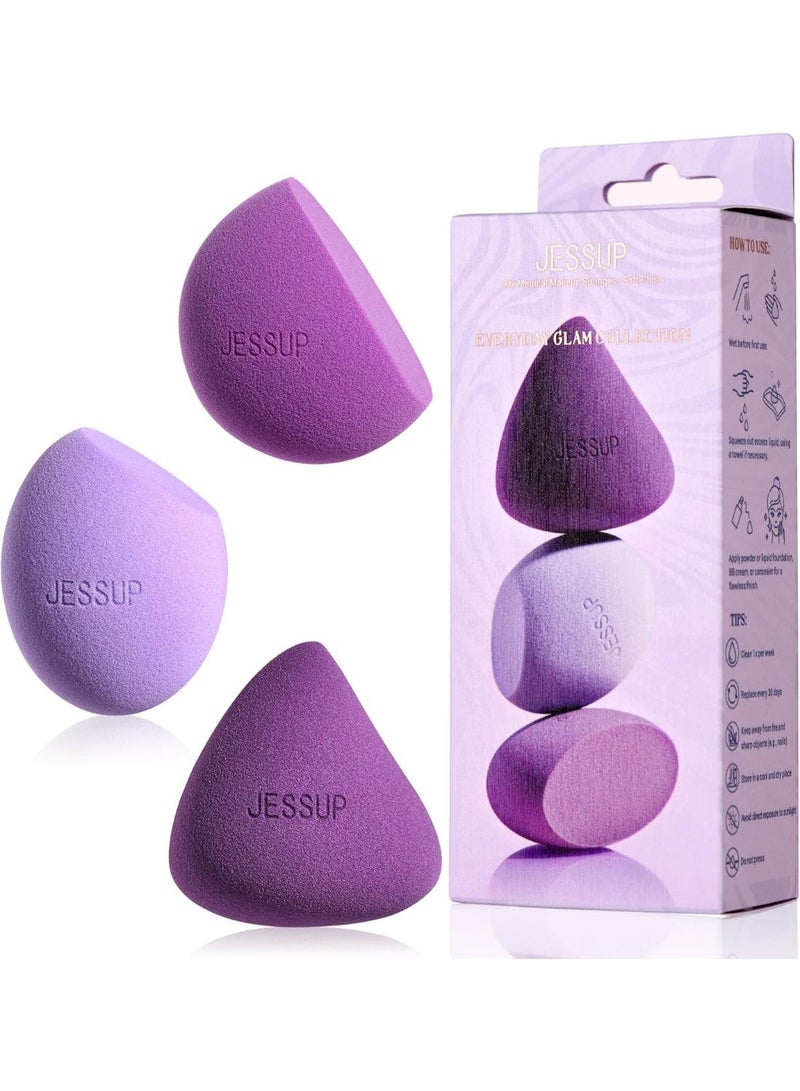 جيساب مجموعة إسفنجات مكياج جيسوب، 3 قطع إسفنجات مكياج للوجه، كريم أساس، خافي عيوب، كونتور، وأحمر خدود، لون بنفسجي SP017 - Image 1