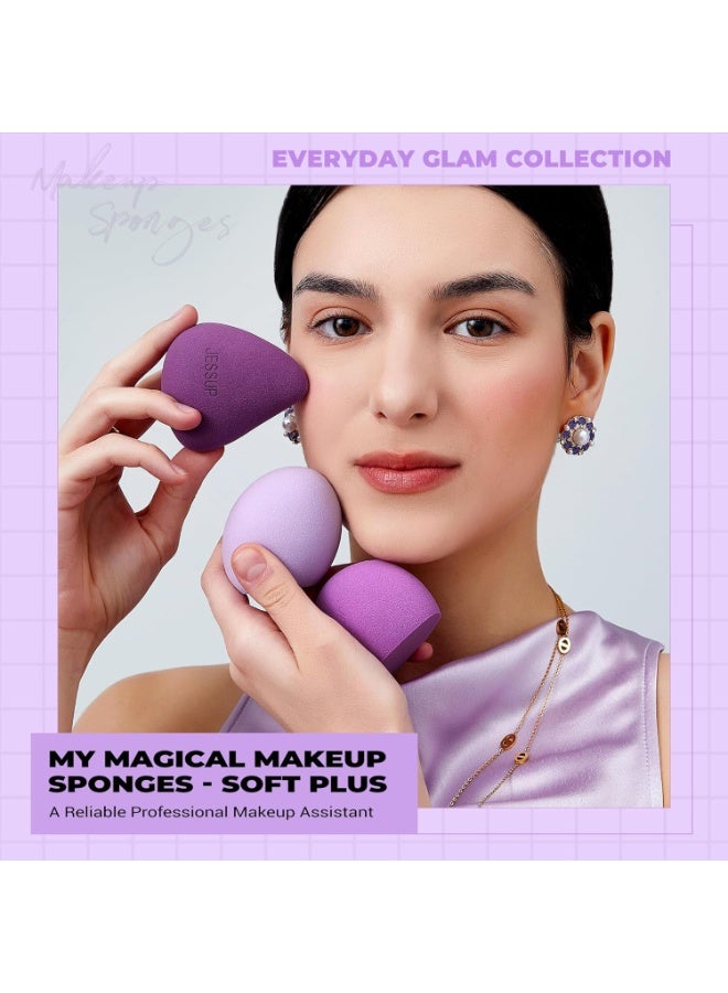جيساب مجموعة إسفنجات مكياج جيسوب، 3 قطع إسفنجات مكياج للوجه، كريم أساس، خافي عيوب، كونتور، وأحمر خدود، لون بنفسجي SP017 - Image 2